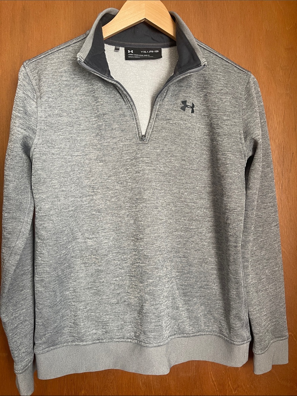 Boy’s Under Armour Light Gray Heather Quarter-Zip Pullover